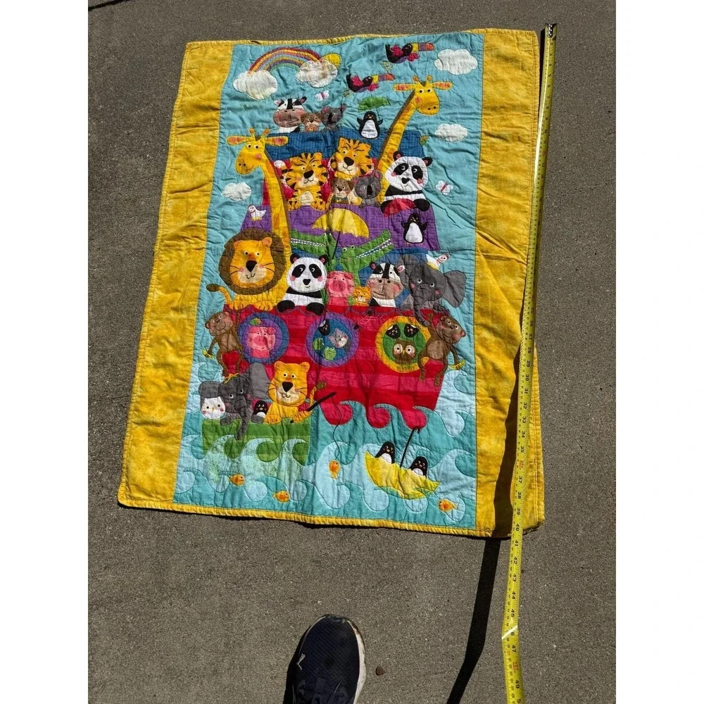 Noah's Ark Baby‎ Quilt Animal Patchwork Applique Crib Blanket 45x35
